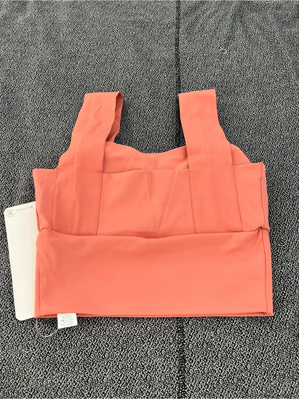 ALO Yoga Coral Pink Supportive Crop Tank